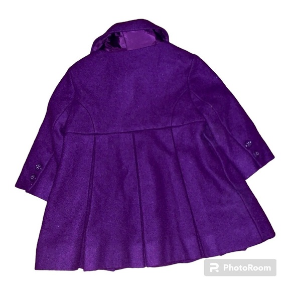 Janie and Jack collection wool purple pea coat size 6-12 months baby girl dressy - Picture 6 of 7